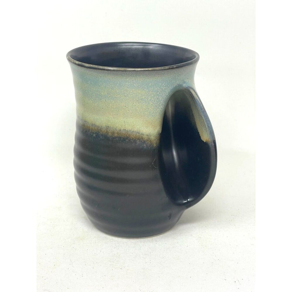 Hand Warmer Coffee Mug Handmade Pottery (Right Hand) - 16 Ounce Large Warming